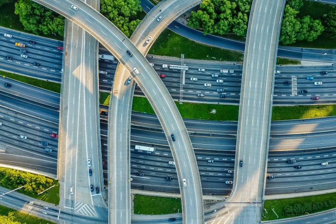 Aerial view of an Interstate Interchange